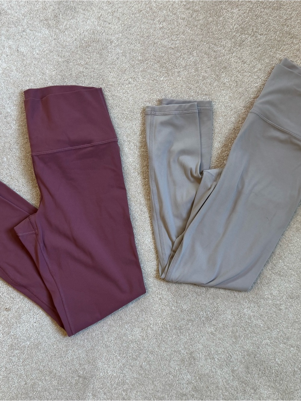 Athleta transcend 7/8 Leggings in Plum and Taupe